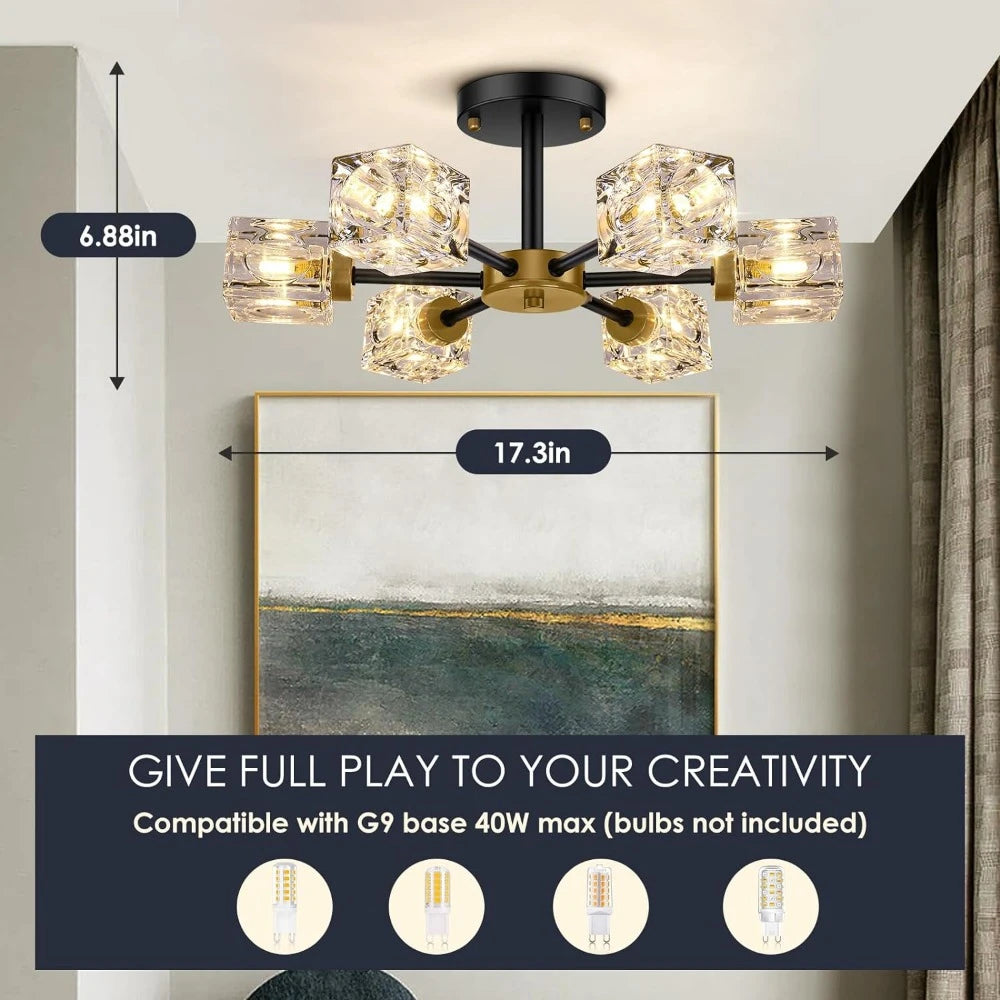 6 Point Black Ceiling Light