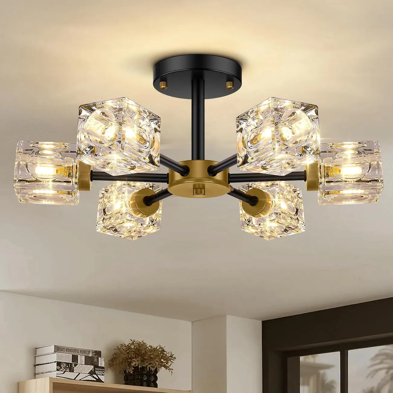 6 Point Black Ceiling Light