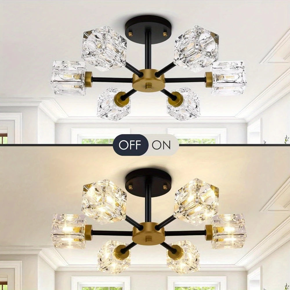 6 Point Black Ceiling Light