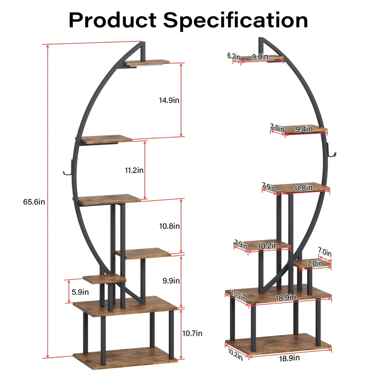 Wood Iron Book Shelf