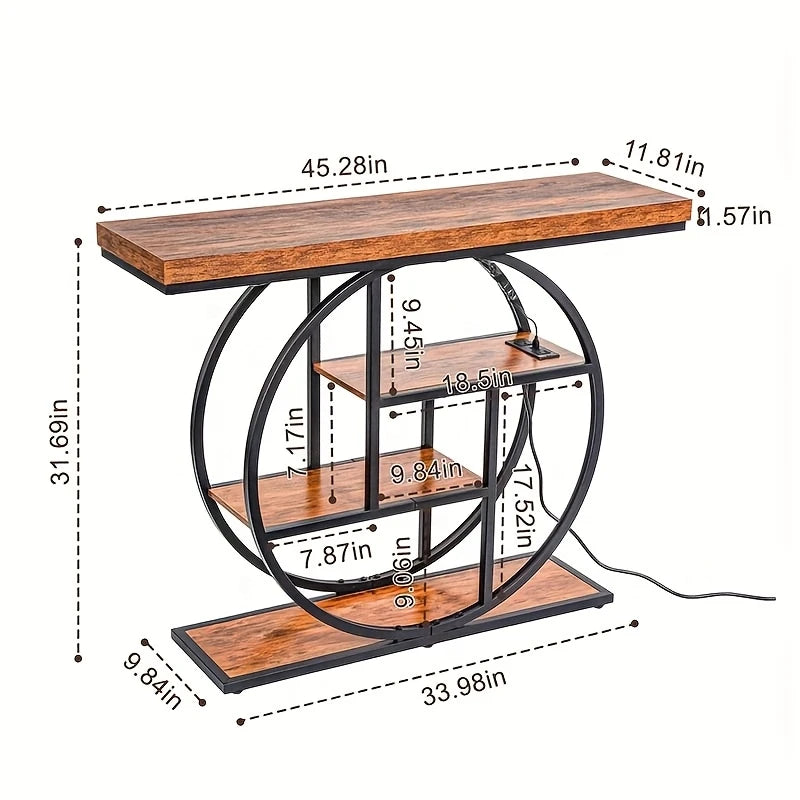 Wooden Shelf with Iron Base Curio